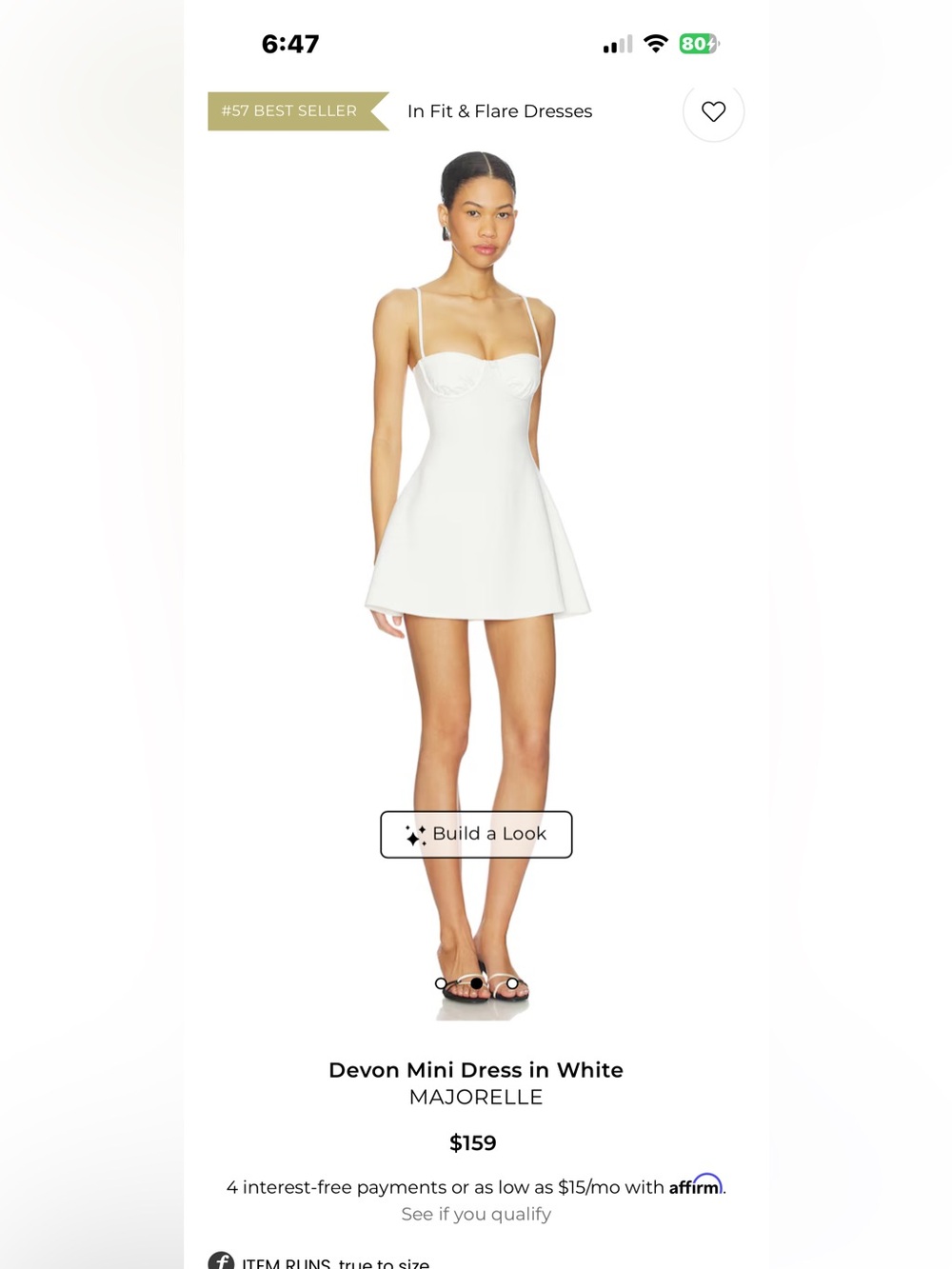 BNWT - Size MAJORELLE White Fitted Bust Mini Dress